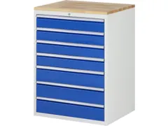 ladekast 1035x770x650mm 7laden cilinderslot RAL7035 RAL5010 beuken