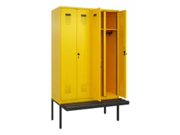 locker met bank,voor scheiding van kleding,HxBxD 2120x1200x815mm,4vak