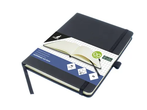 Carnet Kangaro A5 carreaux 5mm PU HC noir