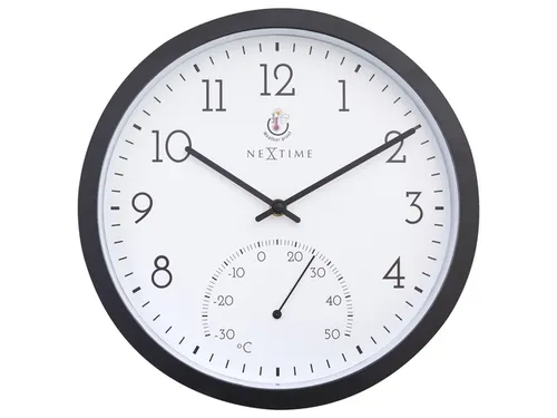 Buitenklok Nextime dia 30.5cm Marigold met temperatuur cijfers, zwarte