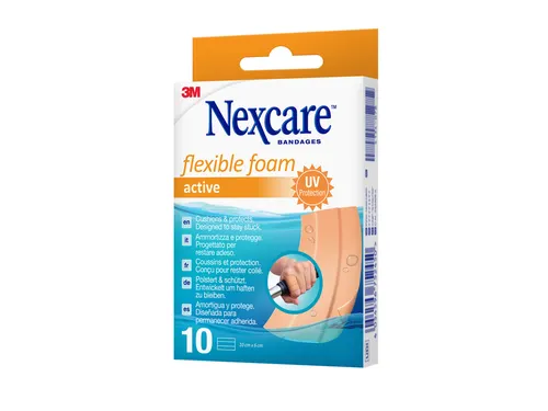 Wondpleister Nexcare active flexible foam waterbestendig 6x10cm 10 stu