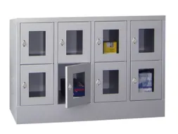 lockerkast,HxBxD 855x1200x500mm,4x2vakken,RAL7035,front RAL7016