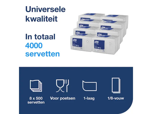 Servetten Tork 509308 Universal 1-laags Wit 32x33cm 500st.