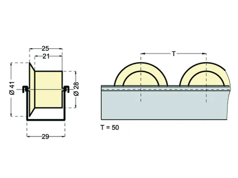 profiel voor spoorkranswielen,v. doorloopstelling,D 2498mm