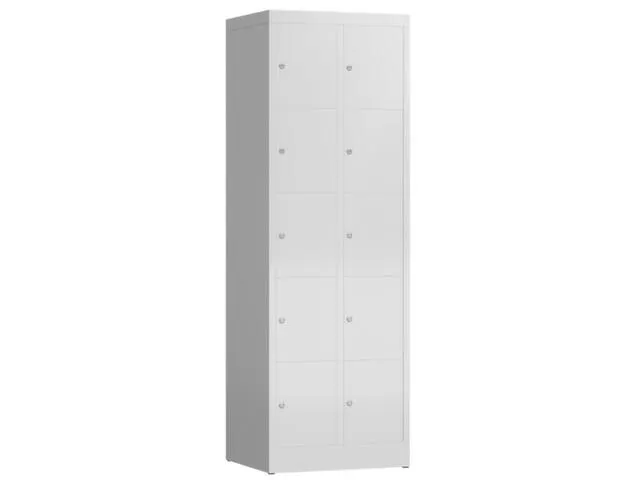 Lockerkast 1800x590x500mm 2x5 vakken cilinderslot, sokkel, RAL7035