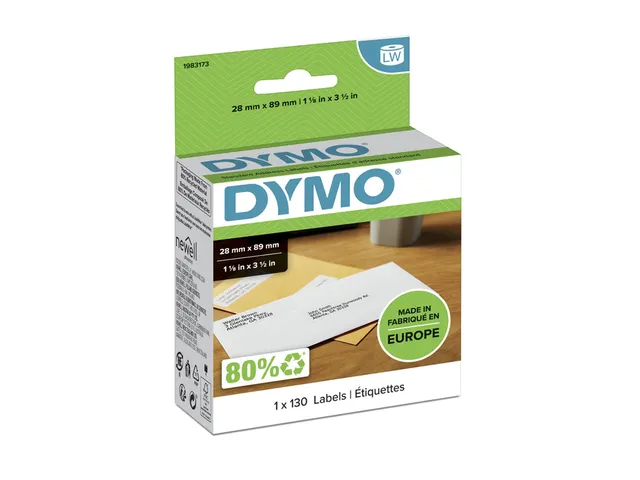 Etiket Dymo 19831 adressering 28x89mm 1 rol á 130 stuks wit