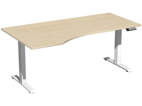 In hoogte verstelbaar bureau in vrije vorm,HxBxD 730-1230x1800x1000mm