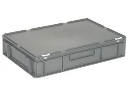 Euronorm Stapelkrat Pe Hxlxb 130X600X400Mm 23L Met Deksel Grijs