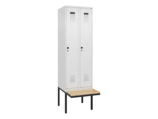locker met bank,voor scheiding van kleding,HxBxD 2120x600x815mm,2vak - 2
