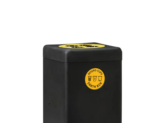 Afvalbak met bekerinzet 90 liter EarthBin geel zwart