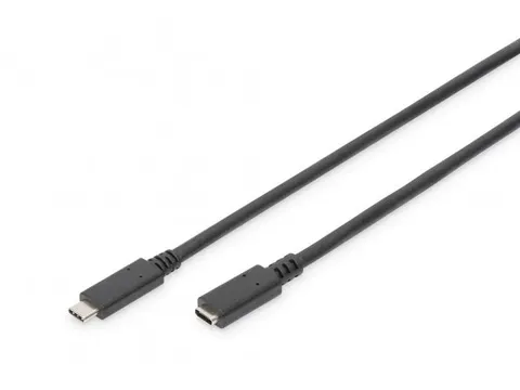 USB Type-C verlengkabel St/Bu 0,7m Gen2 5A 10GB 3.1-versie Zwart