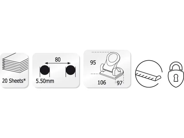 Perforator Kangaro Perfo-20 2-gaats 20vel Zwart