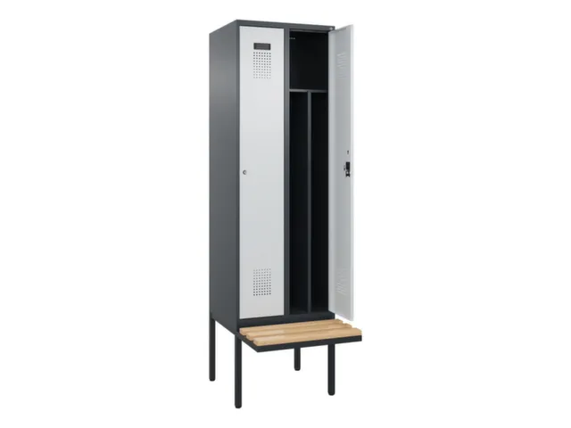 locker met bank,voor scheiding van kleding,HxBxD 2120x600x815mm,2vak