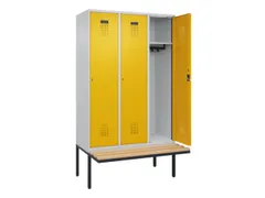 locker met bank,HxBxD 2120x1200x815mm,3vak,vak B 400mm,cilinderslot