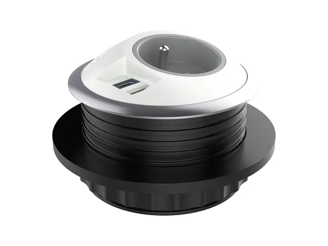 Desktop stekkerdoos Power PixelTUF 1x Penaarde +USB A/C 25W Wit