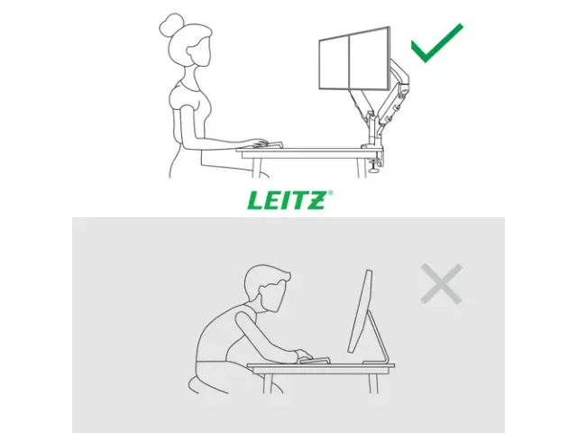 Monitorarm 2 Schermen Leitz Ergo ruimtebesparend dubbel grijs