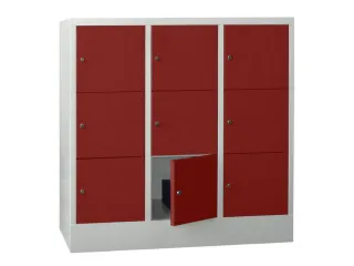 lockerkast,HxBxD 1187x1200x500mm,3x3vakken,RAL7035,front RAL3000 - 2