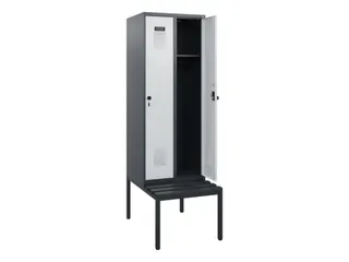 locker met bank,HxBxD 1950x600x815mm,2vak,vak B 300mm,draaigrendel - 1