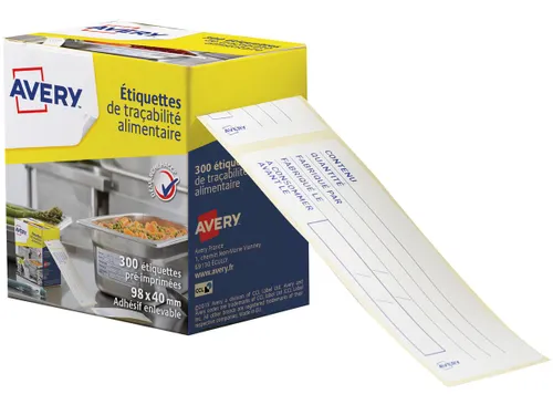 Avery etiketten voedselcodering Frans 98x40m 300 etiketten op rol