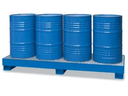 Opvangbak Staal 2420x820x240mm Voor 4x200l Vaten Rooster Blauw