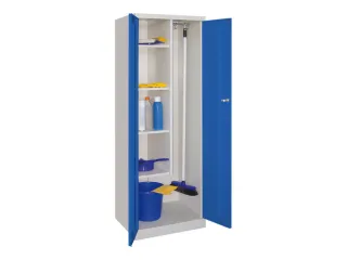Schoonmaakkast HxBxD 1800x600x500mm 4 Legborden RAL7035 Front RAL5010 - 2