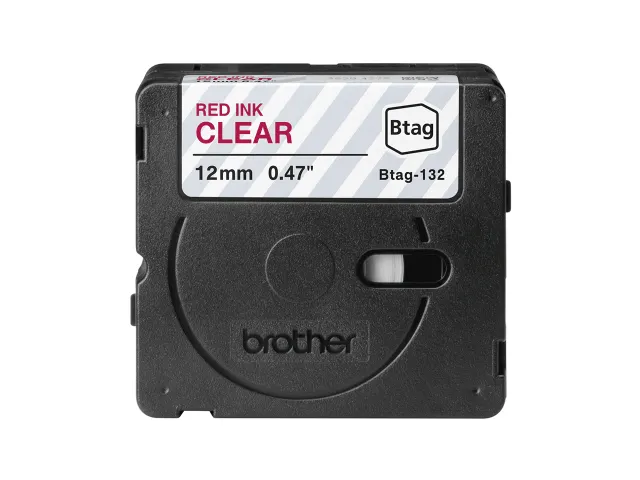 Brother BTAG-132 labelprinter tape Rood op transparant