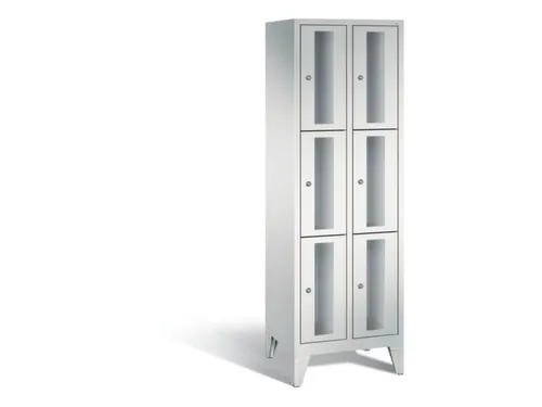 lockerkast 1850x610x500mm 2x3 vakken Cilinderslot Poten, RAL7035