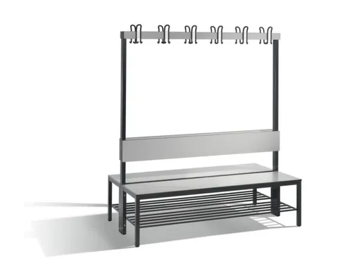 omkleedbank,HxLxD 1710x1500x760mm,HPL zilvergrijs,frame staal RAL7021