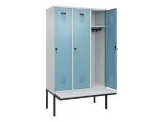 locker met bank,HxBxD 2120x1200x815mm,3vak,vak B 400mm,draaigrendel - 1