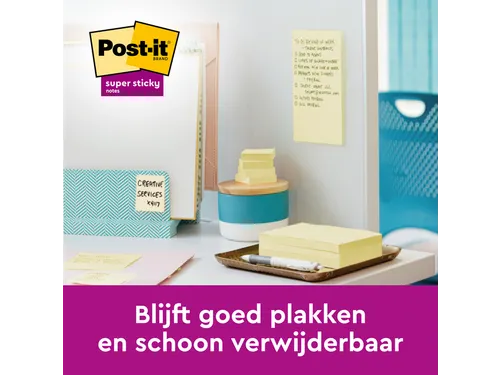 Memoblok Post-it 654 Super Sticky 76x76mm canary yellow 12 stuks