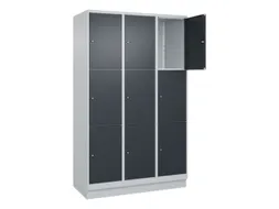 lockerkast,HxBxD 1950x1200x500mm,3x3vakken,vak B 400mm,cil.-slot