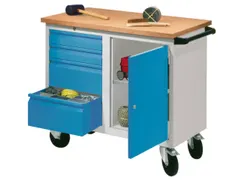 Werkplaatswagen 4 Laden 400kg Staalplaat Ral7035 Front Ral5010