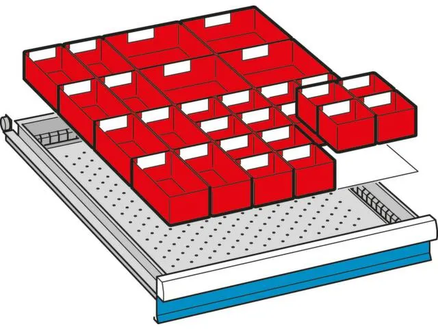 Compartimentage de tiroir pour façade hauteur 50mm 16/8/4godets l 564