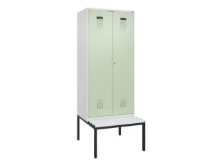 locker met bank,voor scheiding van kleding,HxBxD 2120x800x815mm,2vak - 2