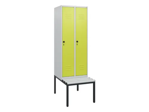 locker met bank,HxBxD 1950x600x815mm,2vak,vak B 300mm,draaigrendel