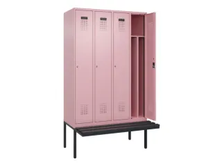 locker met bank,voor scheiding van kleding,HxBxD 2120x1200x815mm,4vak - 1