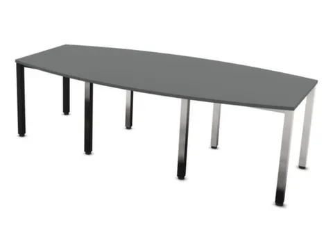 vergadertafel,HxBxD 740x2400x1200mm,vatvormig,MS-donkergrijs