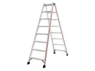trapladder,beide zijden,2x8treden,Stand H 1,34m,balk L 2,02m,aluminium - 1