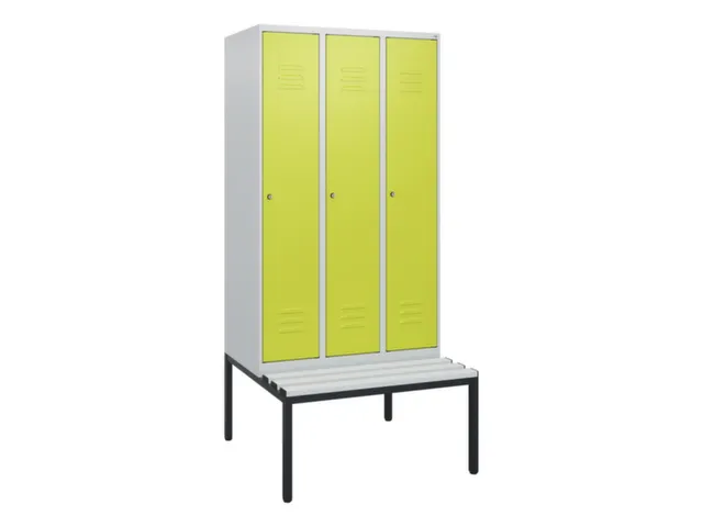 locker met bank,HxBxD 1950x900x815mm,3vak,vak B 300mm,cil.-slot