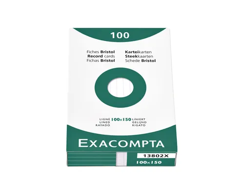 Systeemkaart Exacompta 100x150mm lijn wit 100 stuks