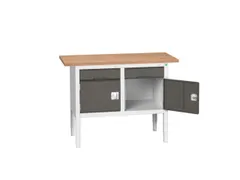 werkbank,HxBxD 830-930x1250x600mm,multiplexblad,uitrusting: 2laden