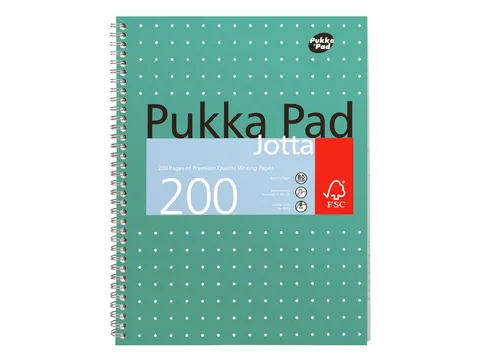 Bloc-notes Pukka Pad Jotta A4 ligné 4 perforations 200 pages 80g vert