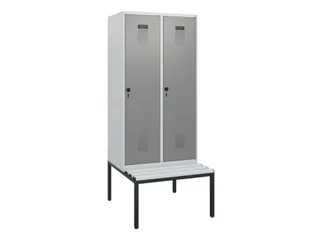locker met bank,HxBxD 1950x800x815mm,2vak,vak B 400mm,draaigrendel - 2