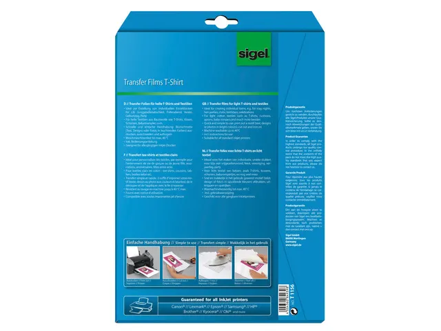 inkjetfolie A4 Transfer blanco 6 vel voor lichte kleding/textiel