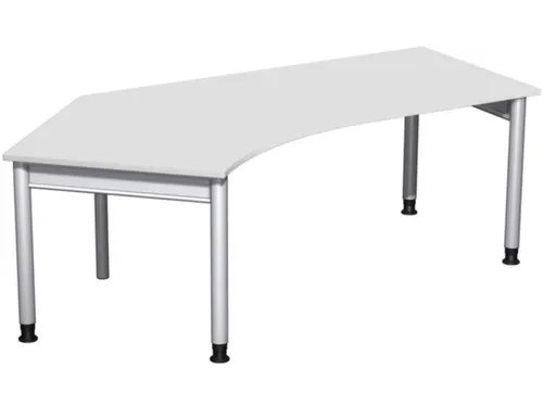 In hoogte verstelbaar hoekbureau 680-820x2166x1130mm lichtgrijs zilver