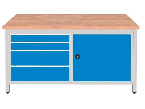 werkbank,HxBxD 860x1500x750mm,onderstel RAL5010,fronten RAL3020