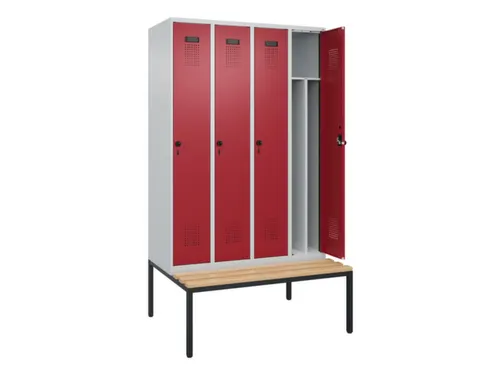 locker met bank,voor scheiding van kleding,HxBxD 2120x1200x815mm,4vak