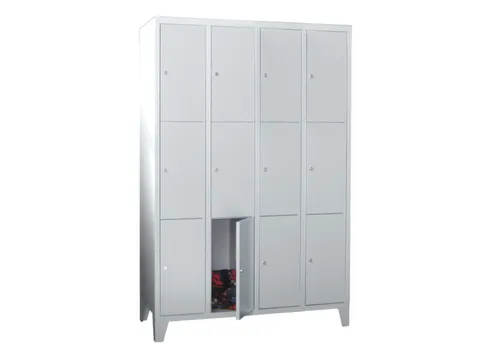 lockerkast,HxBxD 1850x1600x500mm,4x3vakken,RAL7035,front RAL5012