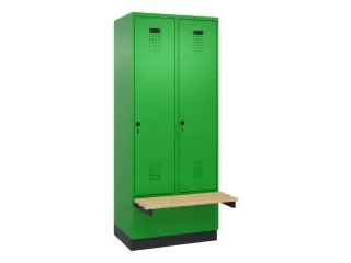 locker met bank,HxBxD 1950x800x815mm,2vak,vak B 400mm,draaigrendel - 2