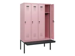 locker met bank,HxBxD 1950x1200x815mm,4vak,vak B 300mm,draaigrendel